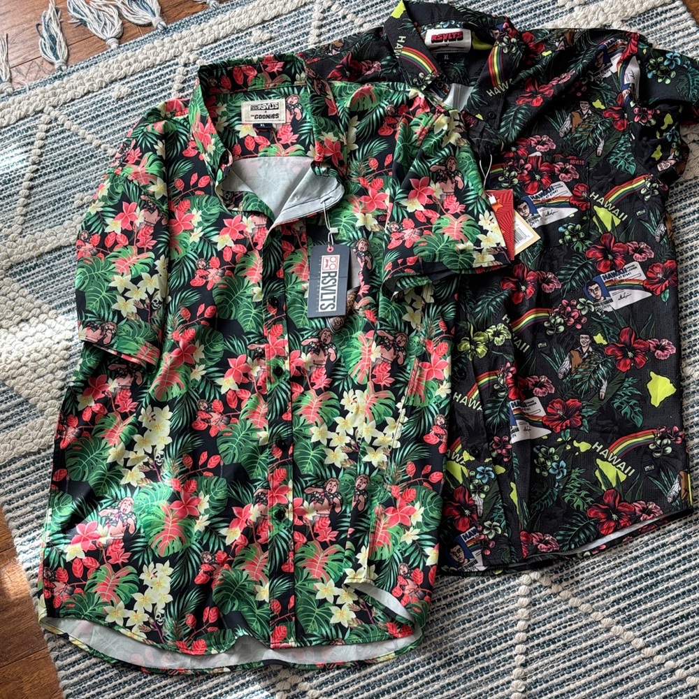 Reyn Spooner Tropical Floral Shirts in Green and Black